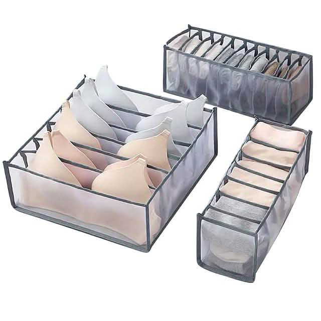 Foldable Underwear Storage Box Magic Mesh Transparent Plaid Fabric
