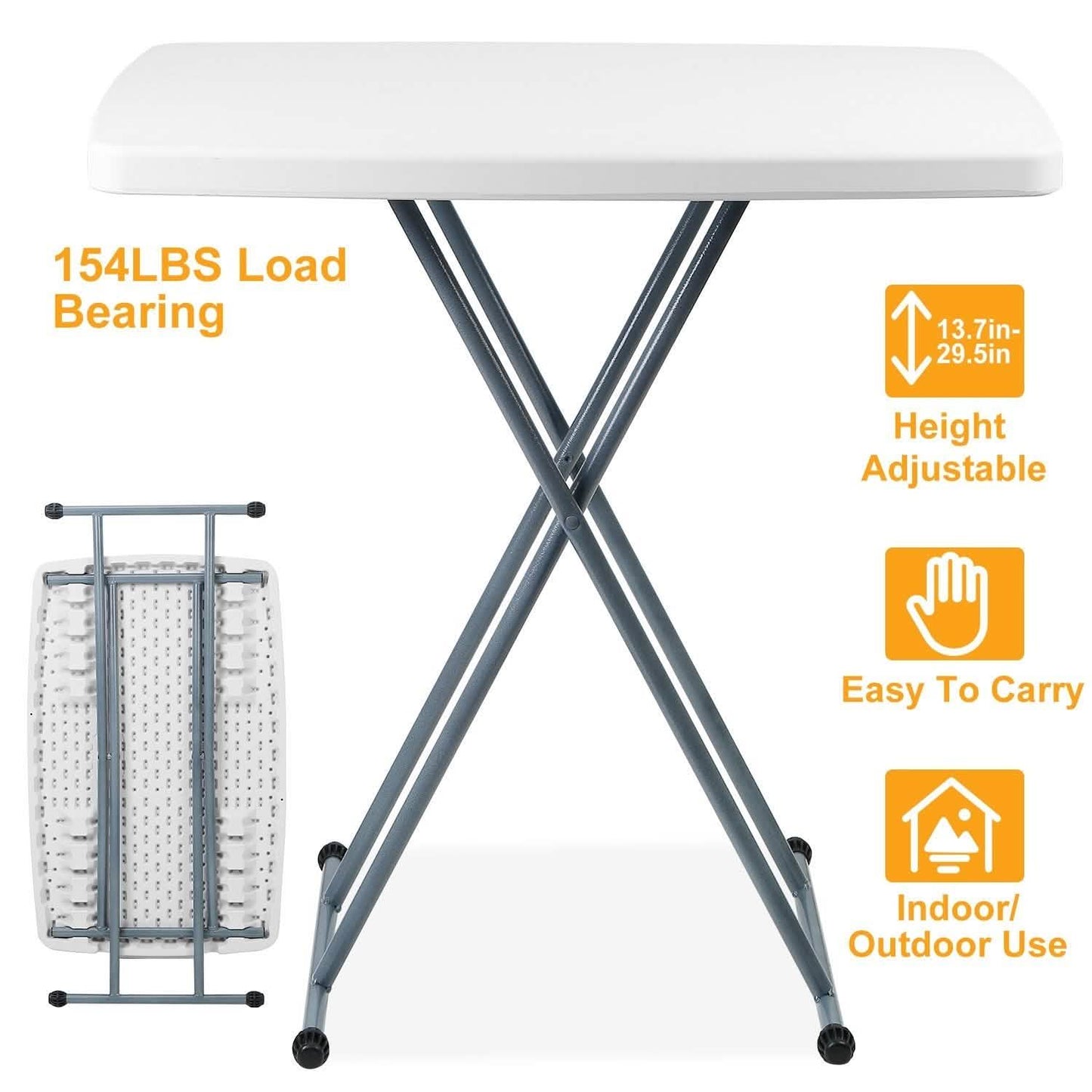 Folding Height Adjustable Snack Table