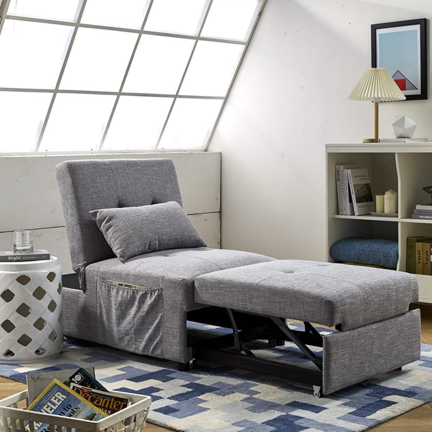 Folding Ottoman Sofa Bed Convertible Upholstered Daybed