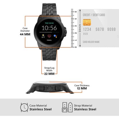 Fossil Men's Gen 5E 44mm Stainless Steel Touchscreen Smartwatch with Alexa