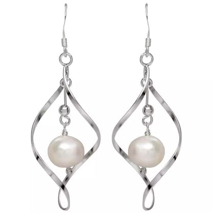 Freshwater Pearl Dangle Earrings in Sterling Silver