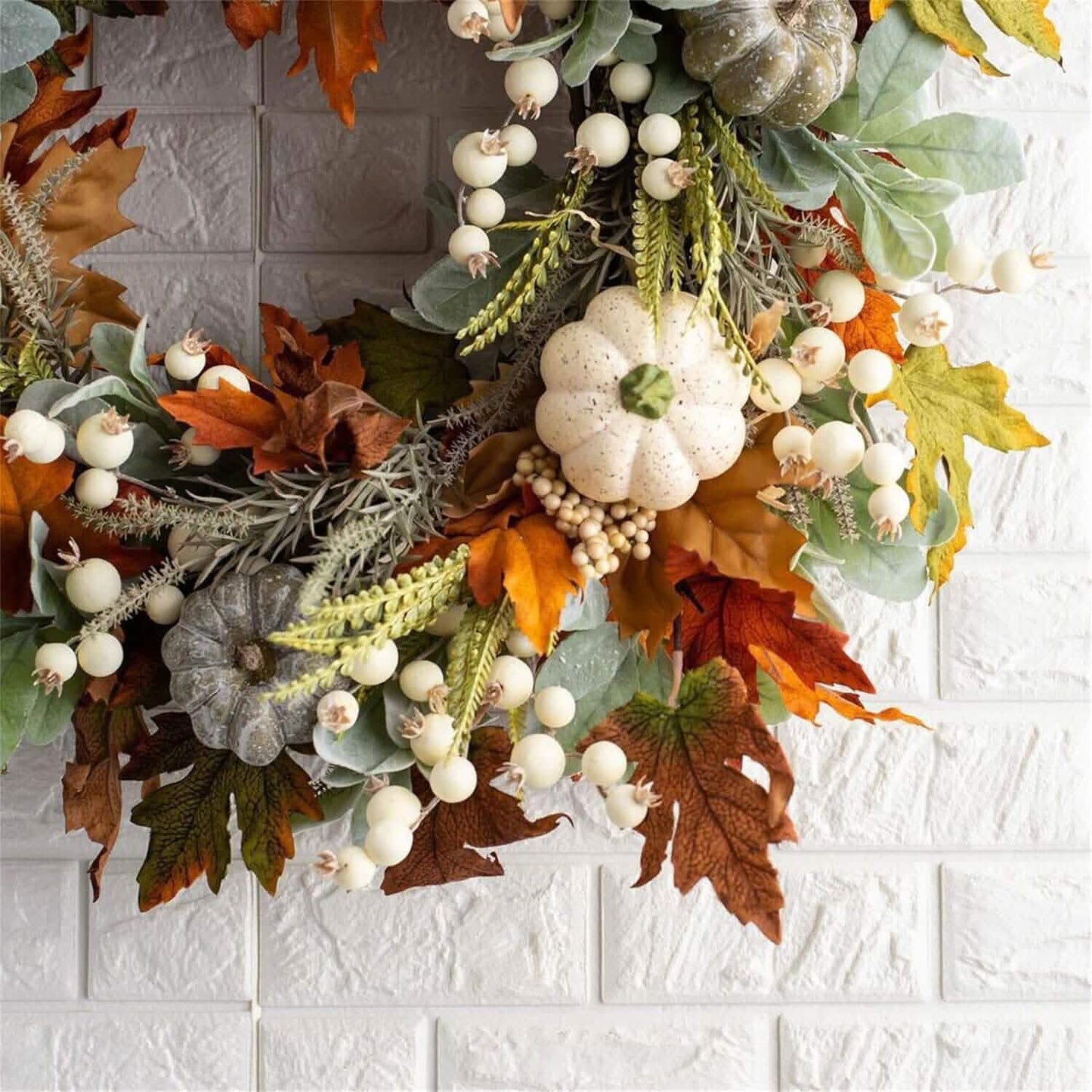Front Door Autumn Pumpkin Maple Leaves Wreaths