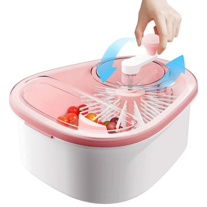 Fruit, Vegetable Manual Washing Spinner with Brush Hand Crank