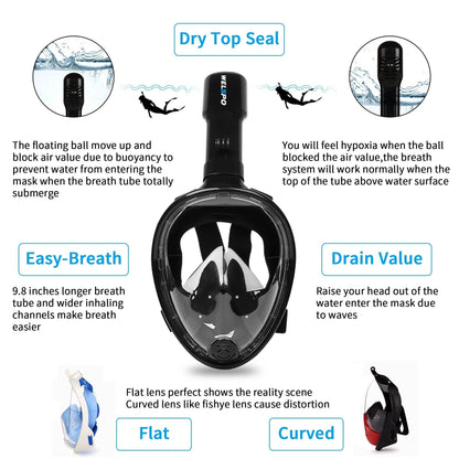 Full Face Mask Swimming Underwater Diving Snorkel Scuba