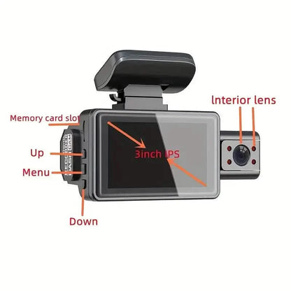 Full HD 1080P Dual Car Dash Cam Night Vision with Front and Inside view