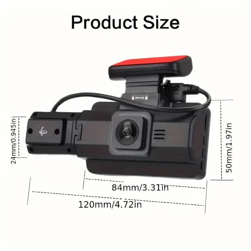 Full HD 1080P Dual Car Dash Cam Night Vision with Front and Inside view