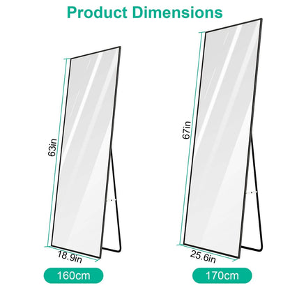 Full Length Mirror Aluminum Alloy Wall Mirror Free Standing Floor