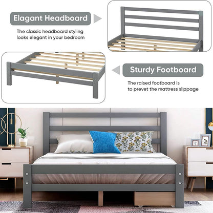 Full Platform Bed Frame with Two Storage Drawers
