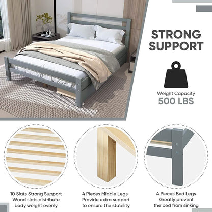 Full Platform Bed Frame with Two Storage Drawers