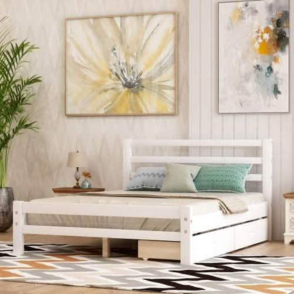 Full Platform Bed Frame with Two Storage Drawers