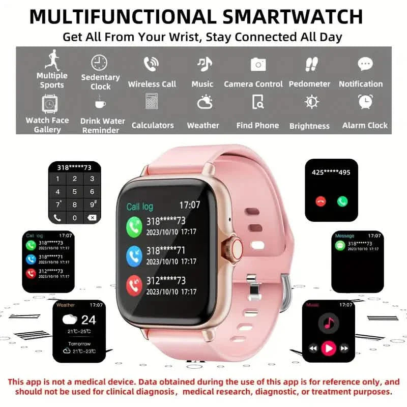 Full Touch Screen Smart Watch with Activity Tracker, Call & Message Functions, Pedometer & More