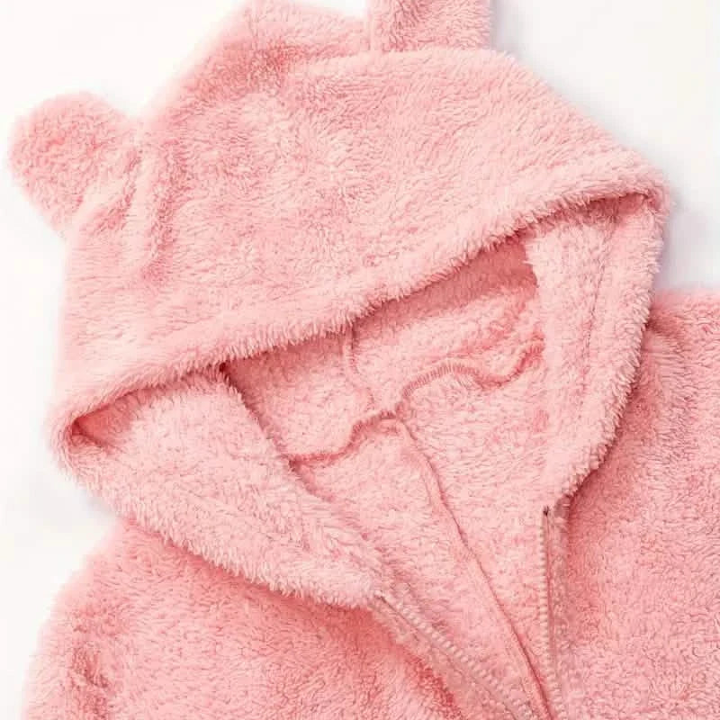 Fuzzy Hooded Pajama Jumpsuit For Music Festival, Long Sleeve Zipper Lingerie & Sleepwear