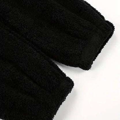 Fuzzy Hooded Pajama Jumpsuit For Music Festival, Long Sleeve Zipper Lingerie & Sleepwear