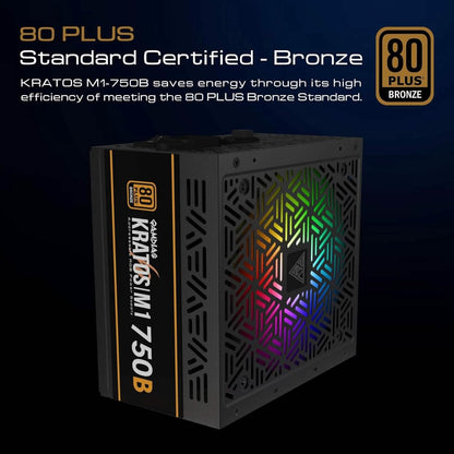 GAMDIAS RGB Gaming PC Power Supply 750W 750 Watt PSU Kratos M1-750B (Refurbished)