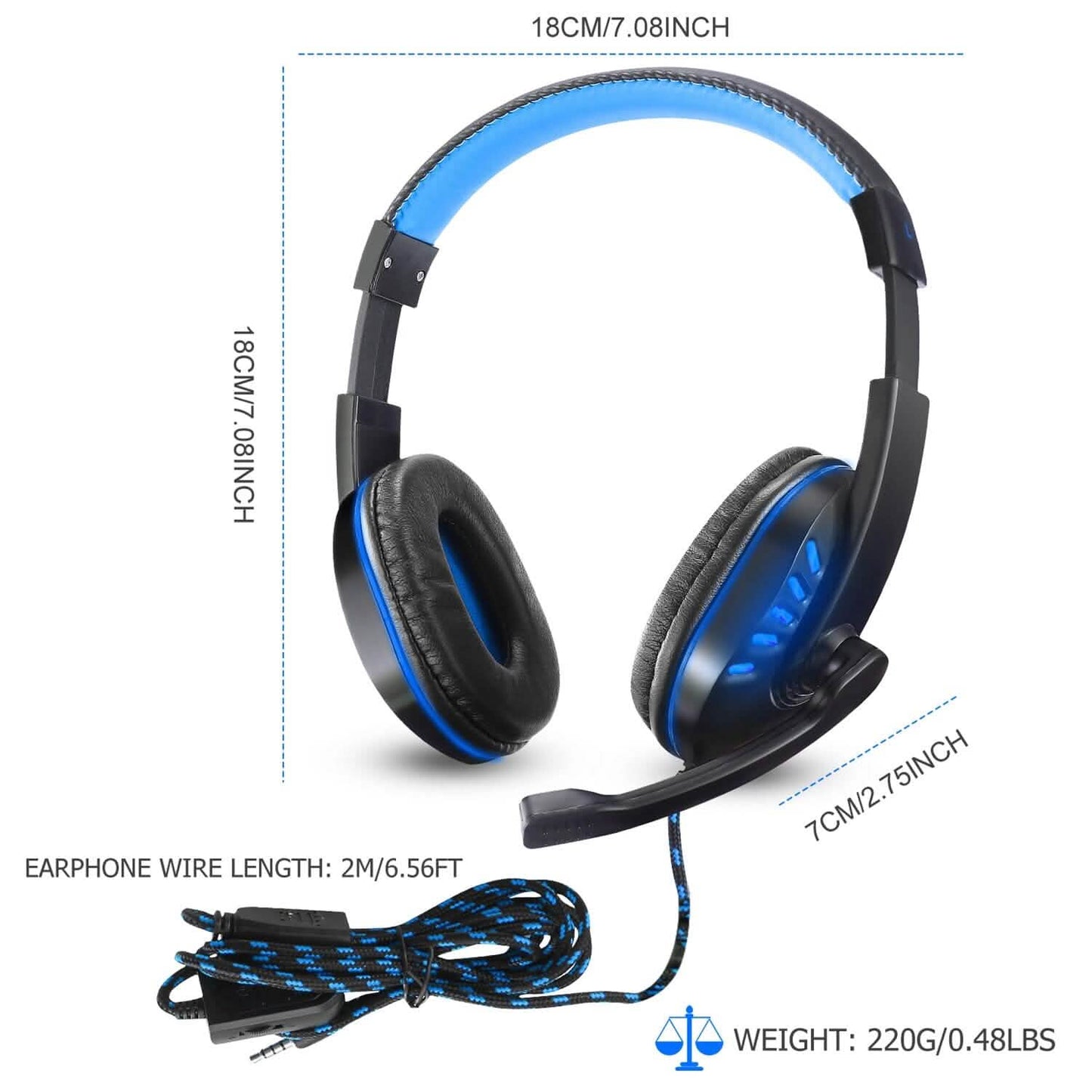 Gaming Headsets Stereo Noise Isolation Over Ear Headphone with LED Light