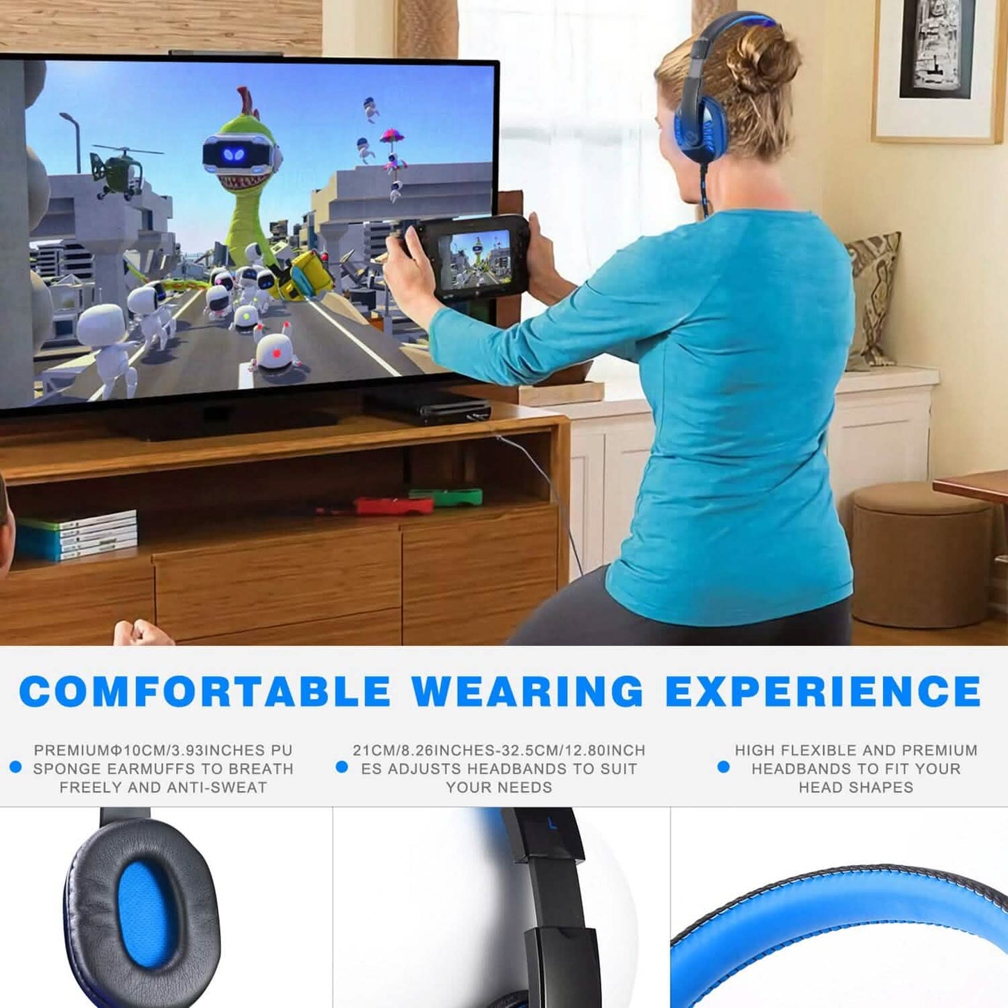 Gaming Headsets Stereo Noise Isolation Over Ear Headphone with LED Light