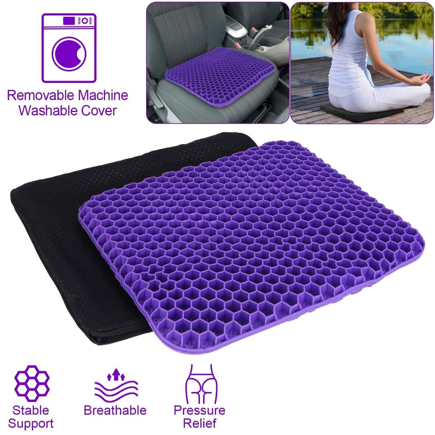 Gel Seat Cushion Non-Slip Breathable Honeycomb Sitting Cushion Pressure Pad