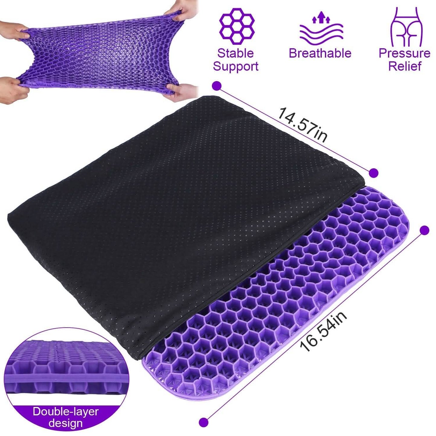 Gel Seat Cushion Non-Slip Breathable Honeycomb Sitting Cushion Pressure Pad