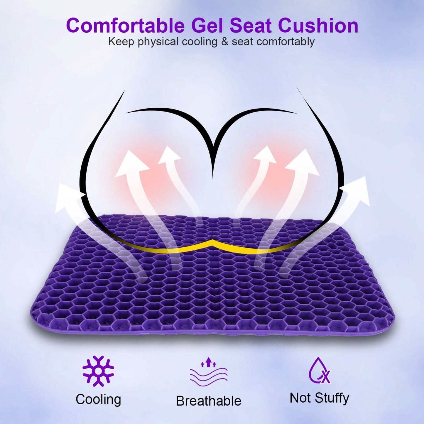 Gel Seat Cushion Non-Slip Breathable Honeycomb Sitting Cushion Pressure Pad