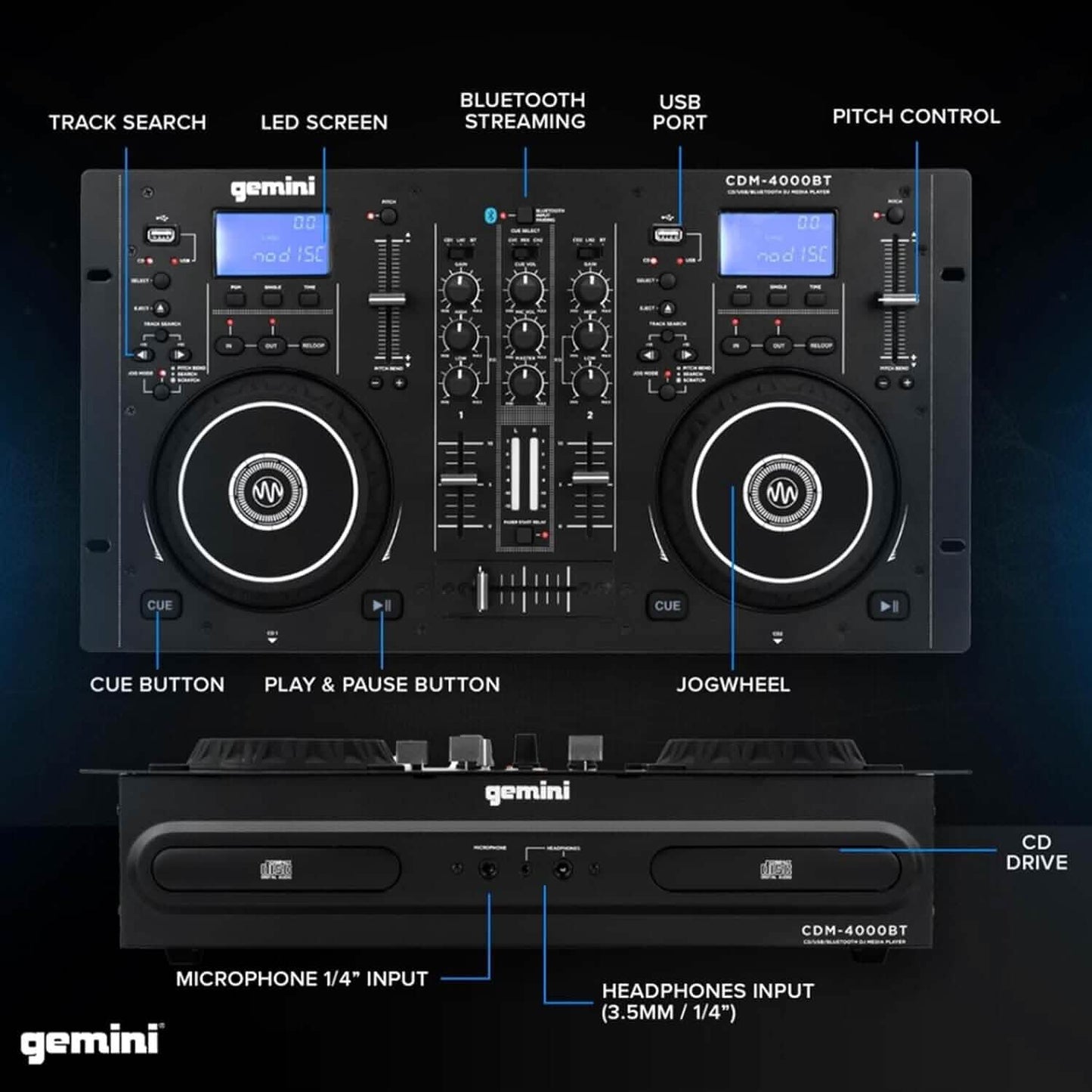 Gemini Sound CDM-4000BT DJ Mixer (Refurbished)