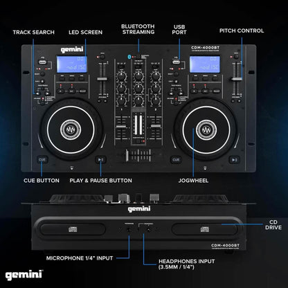Gemini Sound CDM-4000BT DJ Mixer (Refurbished)