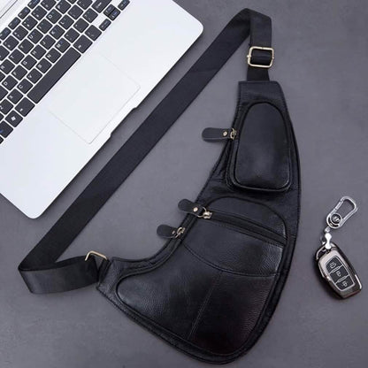 Genuine Leather Chest Bag For Men Leather Shoulder Bag Personality Messenger Bag  Casual Bag