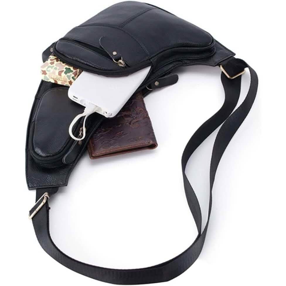 Genuine Leather Chest Bag For Men Leather Shoulder Bag Personality Messenger Bag  Casual Bag