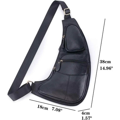 Genuine Leather Chest Bag For Men Leather Shoulder Bag Personality Messenger Bag  Casual Bag