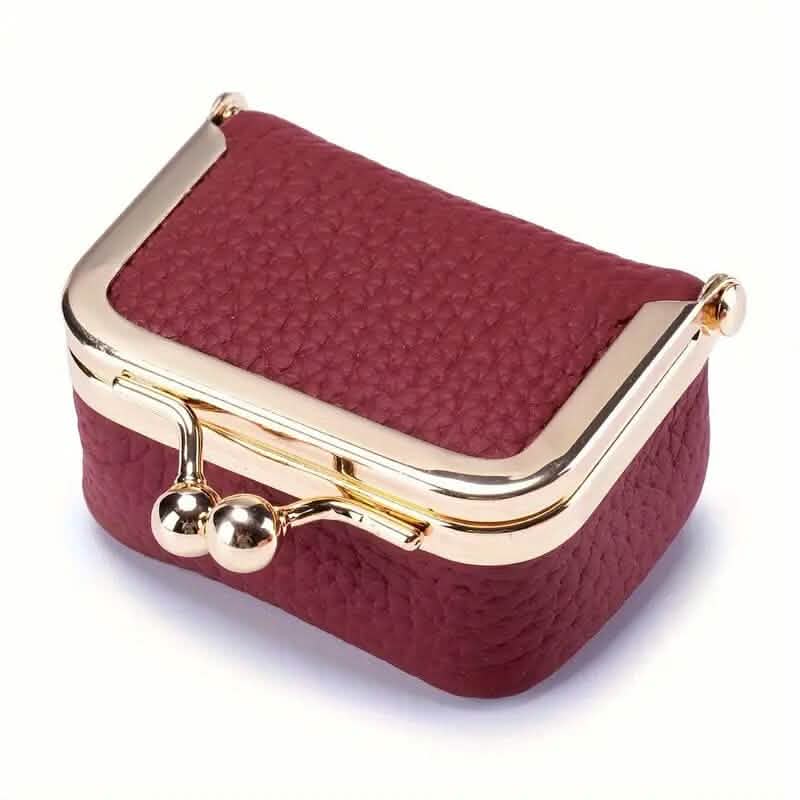 Genuine Leather Vintage-Inspired Coin Purse with Kiss Lock