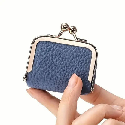 Genuine Leather Vintage-Inspired Coin Purse with Kiss Lock