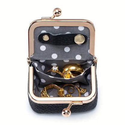 Genuine Leather Vintage-Inspired Coin Purse with Kiss Lock