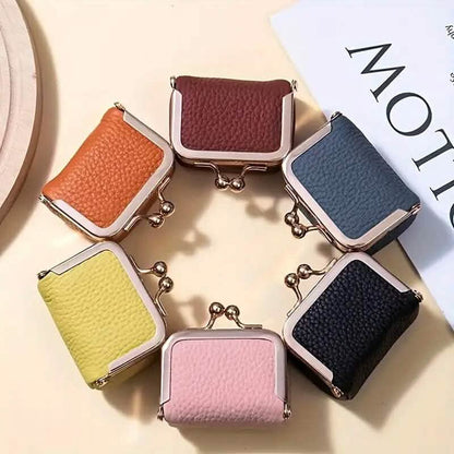 Genuine Leather Vintage-Inspired Coin Purse with Kiss Lock