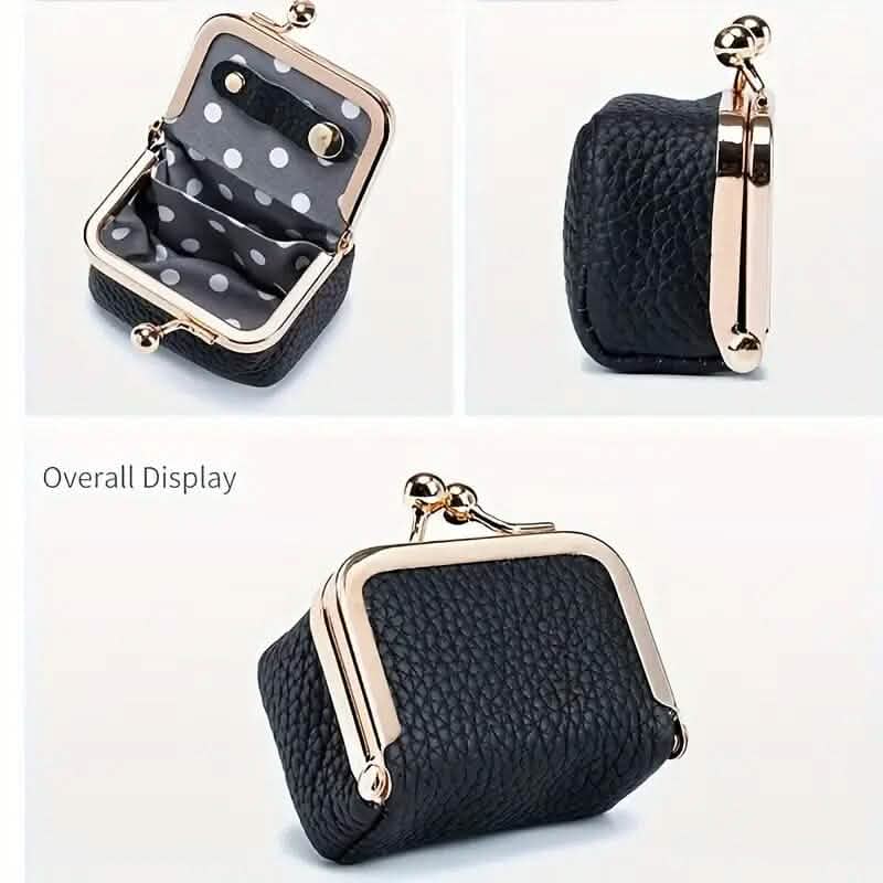 Genuine Leather Vintage-Inspired Coin Purse with Kiss Lock