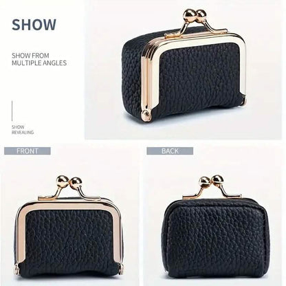 Genuine Leather Vintage-Inspired Coin Purse with Kiss Lock