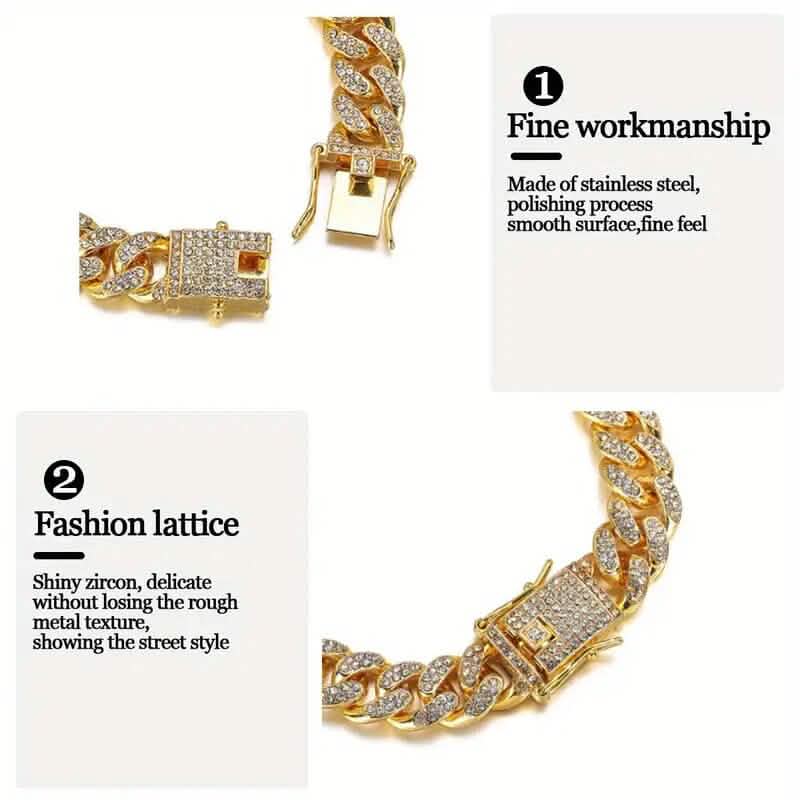 Geometric Bling Hip-Hop Cuban Chain Neckiace