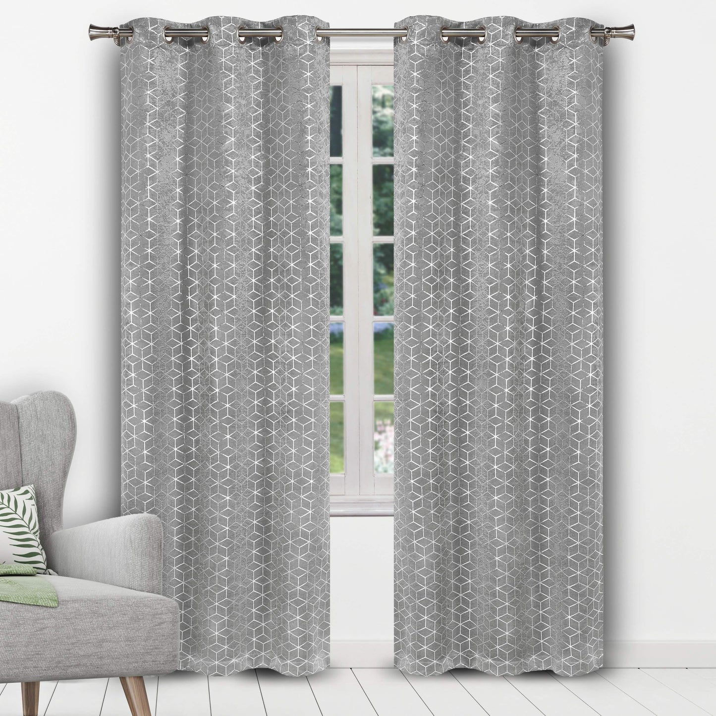Geometric Pattern Blackout Thermal Window Curtain Pair Panel