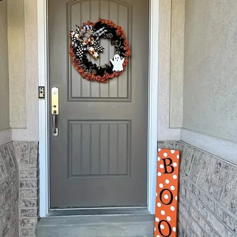 Ghost Halloween Wreath Front Door Décor