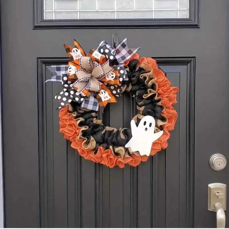 Ghost Halloween Wreath Front Door Décor