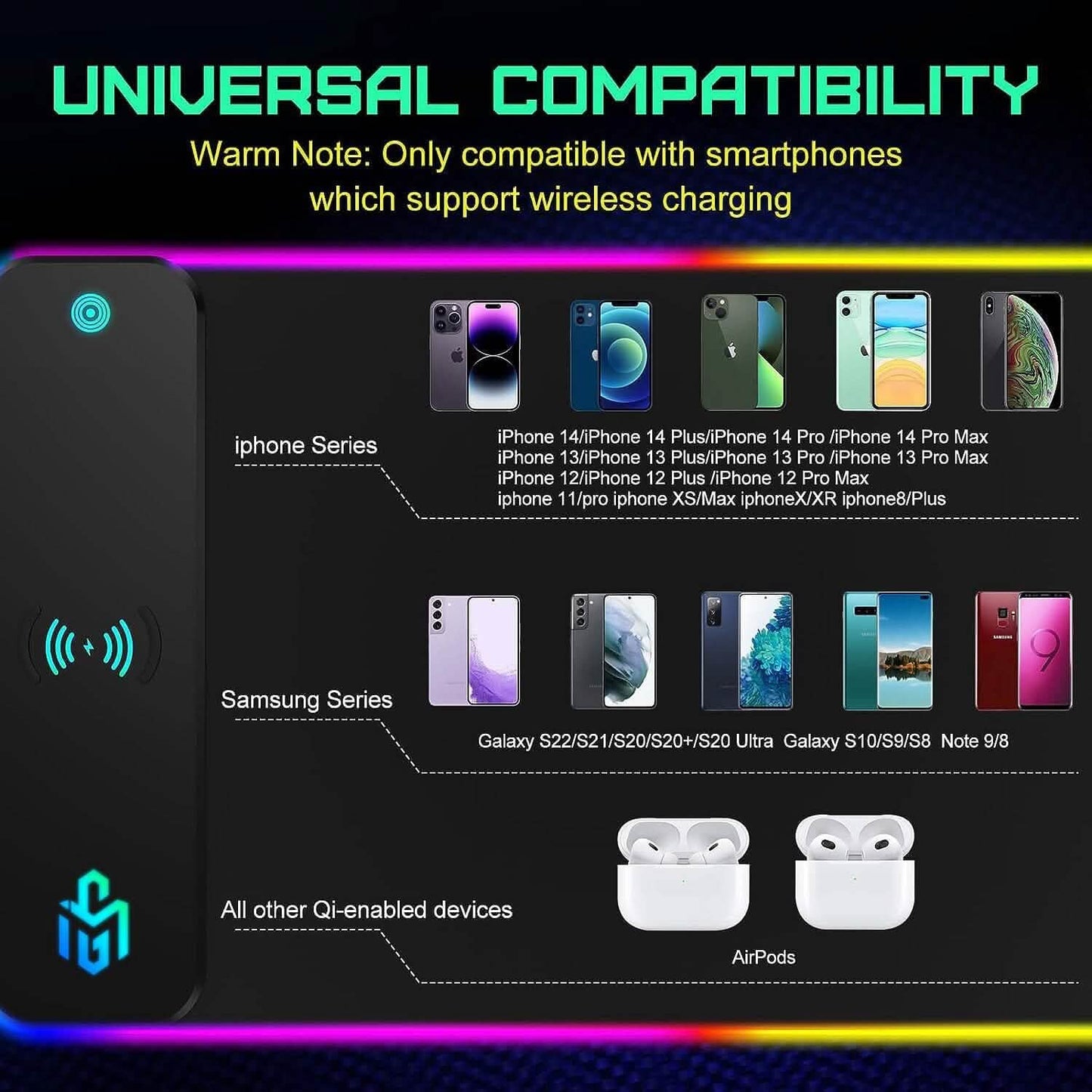 GIM Wireless Charging RGB Gaming Mouse Pad 10W  (Refurbished)