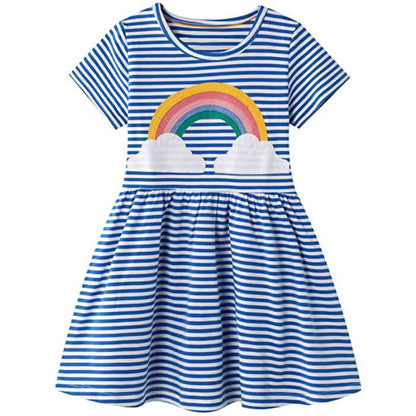 Girl's Cotton Casual Striped Jersey Dress