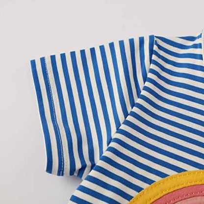 Girl's Cotton Casual Striped Jersey Dress