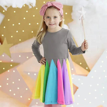 Girls' Rainbow Casual Dress