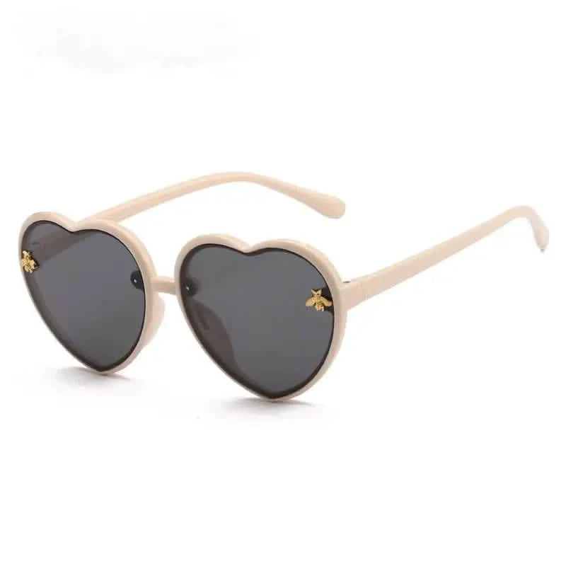 Girls Sunglasses UV Protection Heart Shaped Little Bee Decor Sunshade Glasses