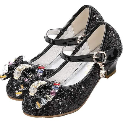 Girls'Heels Party Mary Jane Basic Pump Dress Crystal Bowknot