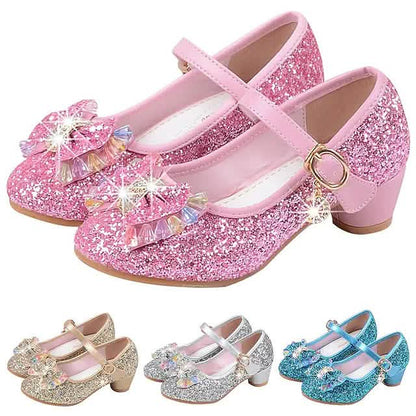 Girls'Heels Party Mary Jane Basic Pump Dress Crystal Bowknot