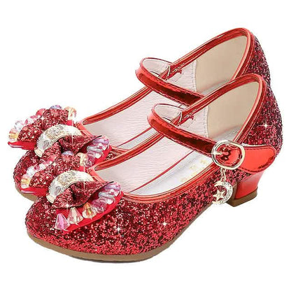 Girls'Heels Party Mary Jane Basic Pump Dress Crystal Bowknot