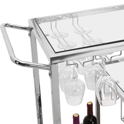 Glass Bar Cart with Wine Rack & Glass Holder