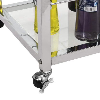 Glass Bar Cart with Wine Rack & Glass Holder