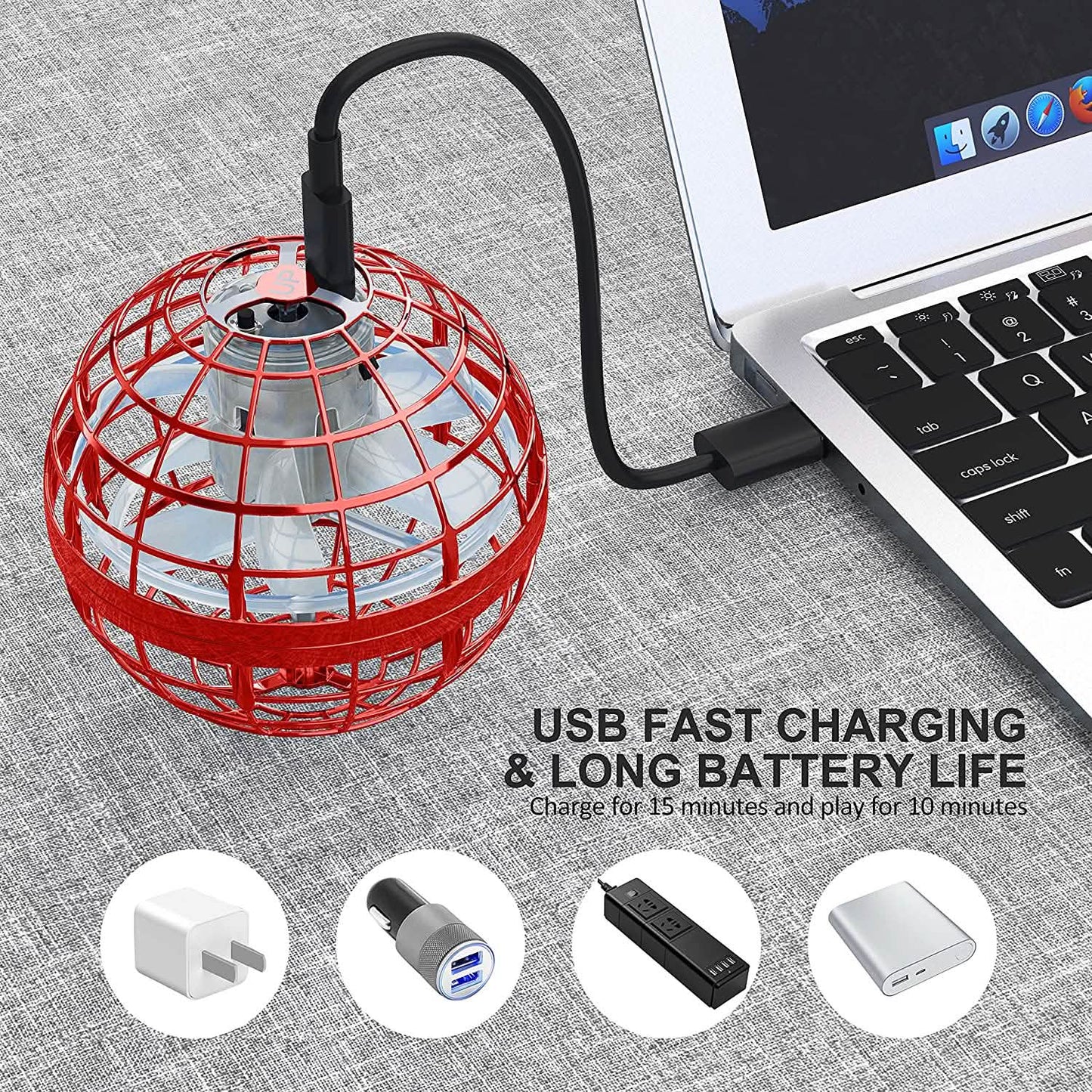 Flying Orb Ball Rechargeable Boomerang Spinner UFO Drone Toy