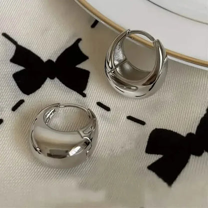 Glossy Chunky Shaped Hoop Earrings Copper Jewelry Vintage Elegant Style Female Geometric Ear Buckles